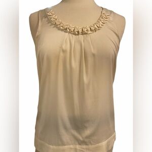 Halogen Off-White Sleeveless Ruffled Silk Blouse NWOT
